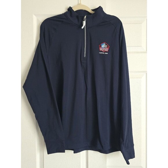 Cutter & Buck Navy Quarter Zip Large Pro Football Hall of Fame NEW - Picture 1 of 4